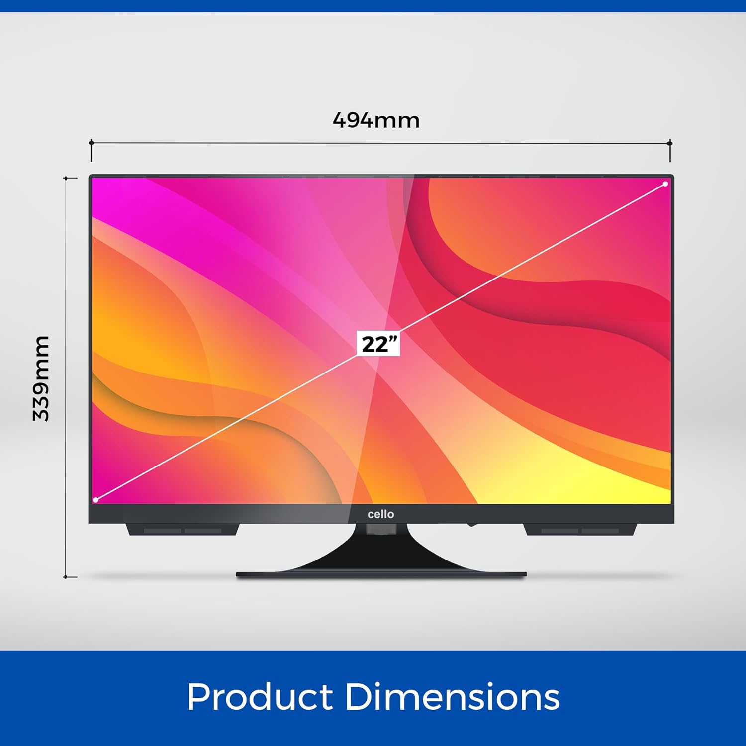 Cello C2224WS 12 Volt 22 Inch Traveller Smart TV Frameless Ultrafast WebOS, Speaker Pitch Perfect Bluetooth, Netflix, piccola TV for camper and camion