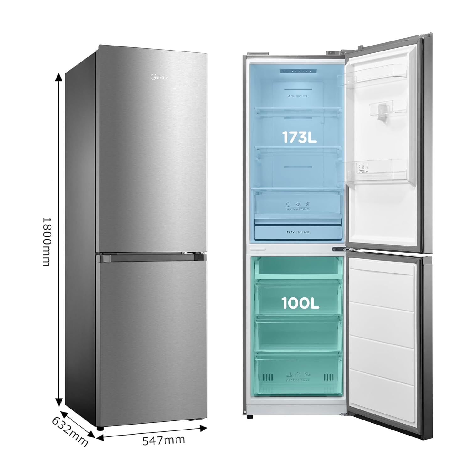 Freestanding Fridge Freezer 273L 60/40 Frost Free Stainless Steel