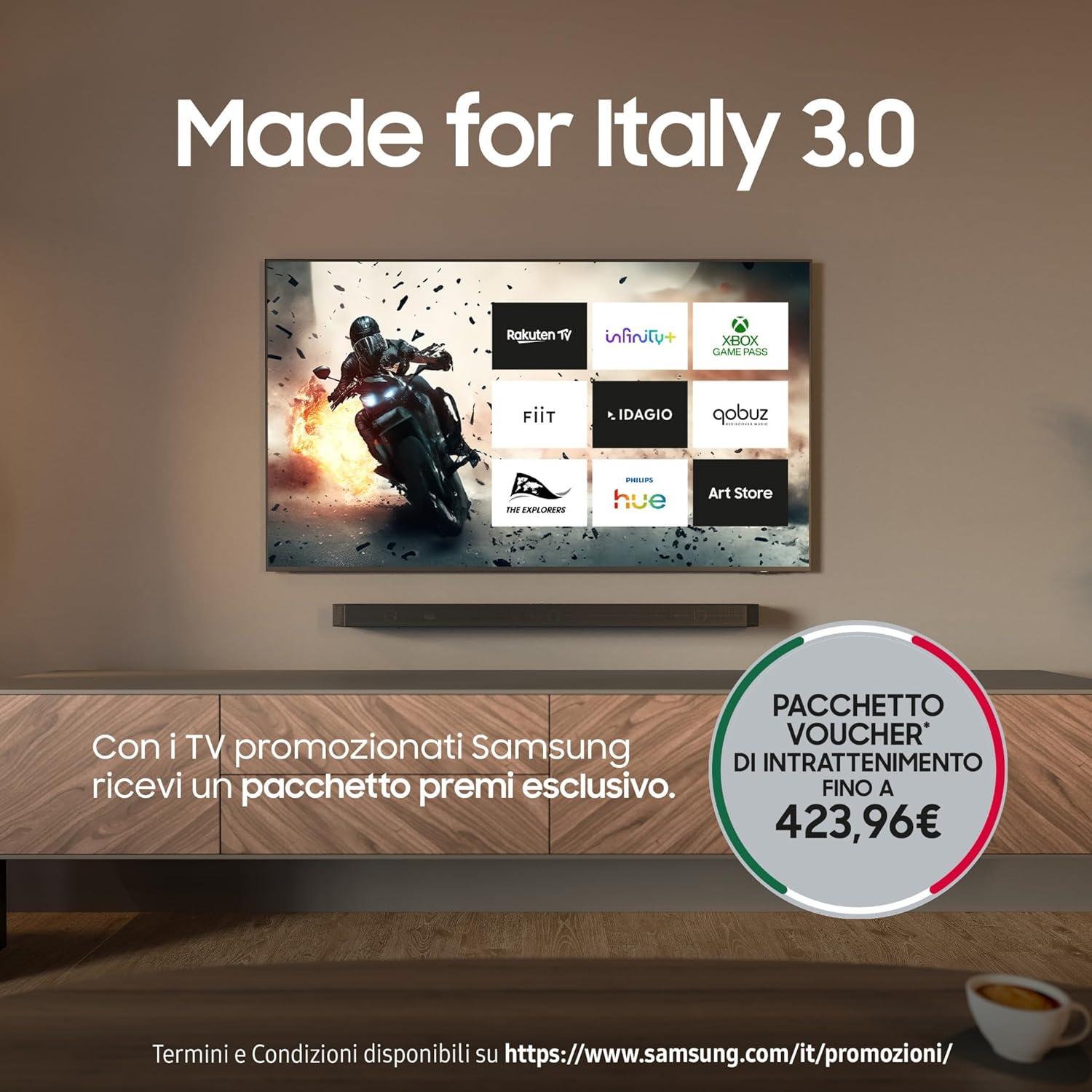 OLED 4K Vision AI Smart TV 65'' QE65S95FAEXZT, NQ4 AI Gen4 Processor, 4K AI Upscaling, Glare Free, Dolby Atmos & OTS+, Infinity One Design, PACCHETTO INTRATTENIMENTO, 2025